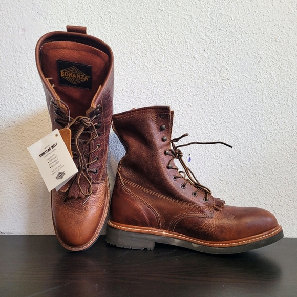 Bonanza Brown Leather Boots - Picture 1 of 4